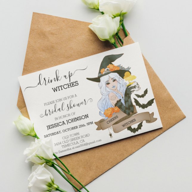 Convites Beba Bruxas no Chá de panela do Dia das Bruxas (Criador carregado)