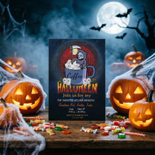 Convites Beba Café E Seja Uma Festa De Halloween Assustador