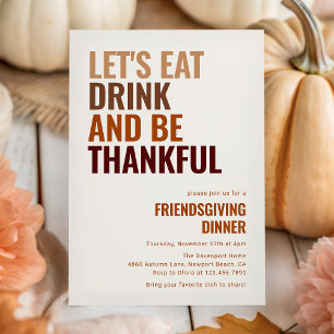 Convites Beba e Jante de Ação de Amizade de Graças