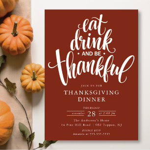 Convites Beba E Seja Janto De Ação De Graças