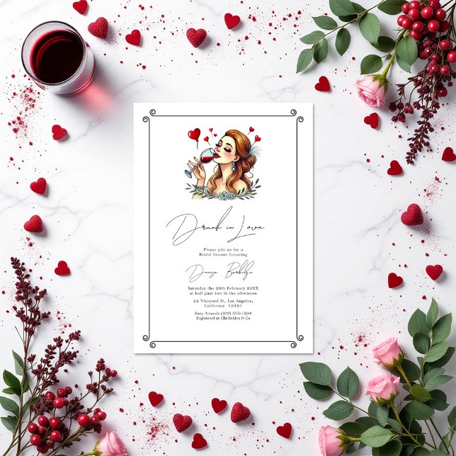 Convites Bebado Elegante no Chá de panela do Amor (Elegant Drunk in Love Bridal Shower Invitation)