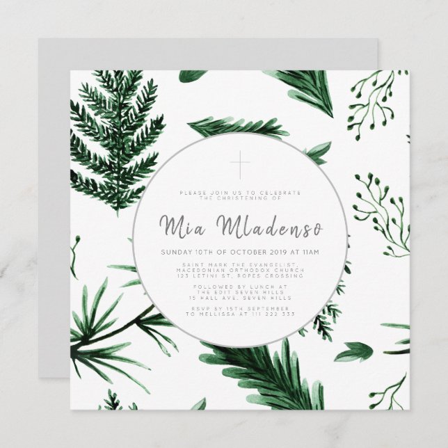 Convites BebBaby Baptism Sensível Christening (Frente/Verso)