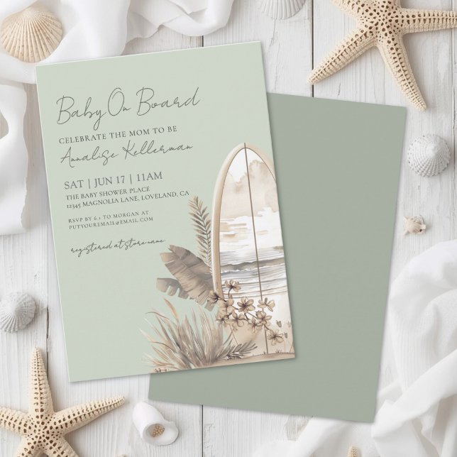 Convites Bebê a Bordo Churrasco de Bebê de Verão na Praia (Baby On Board Summer Beach Baby Shower Invitation)