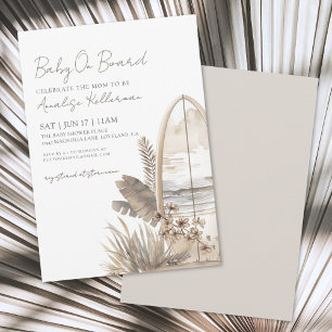 Convites Bebê a Bordo Verão Boho Festa de Bebê à Beira-Mar
