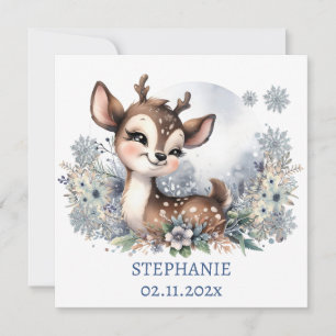 Convites Bebê adorável cervo tema de inverno Personalizado 
