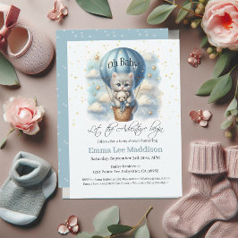 Convites Bebê Adventure Kitten no Balão de Ar Quente