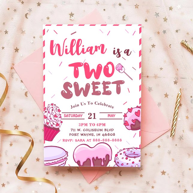 Convites Bebê Aniversário Doce Dois Festa Doce (Criador carregado)