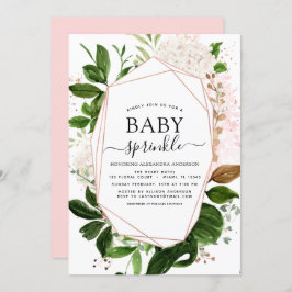 Convites Bebê aspersão Chá Verde Geométrico Botânico