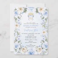 Bebê Azul Creme Floral Rua Dourada Quinceañera