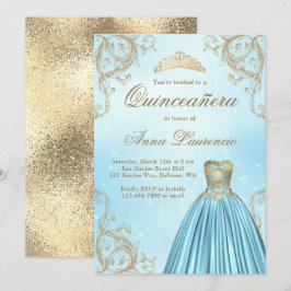 Convites Bebê Azul E Quinceanera Dourada