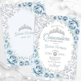 Convites Bebê Azul Silver Quinceanera