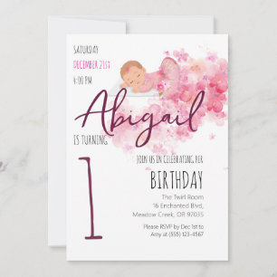 Convites Bebê Bailarina Adorável Menina de 1º Aniversário R
