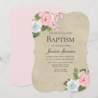 Bebê Bênção Rosa Bebê Floral Convidado para Batism