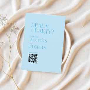 Convites Bebê Blue Ocean Bold Weding Código QR RSVP