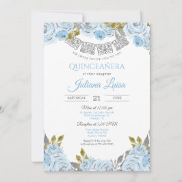 Convites Bebê Blue Quince, Quinceanera Mexicana Azul Claro