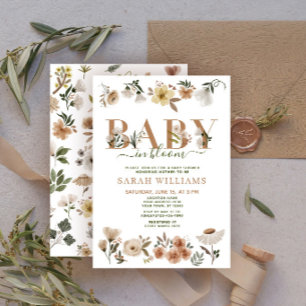 Convites Bebê Boho no Bloom Baby Girl Chá de fraldas