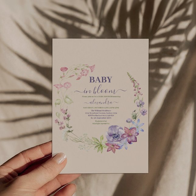 Convites Bebê Boho no Bloom Baby Girl Chá de fraldas (Criador carregado)