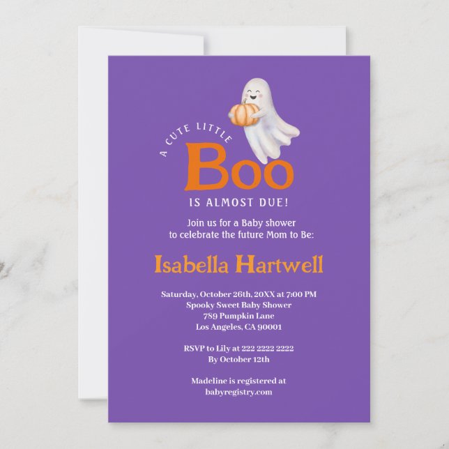 Convites Bebê bonito no caminho - Chá de fraldas de Hallowe (Frente)