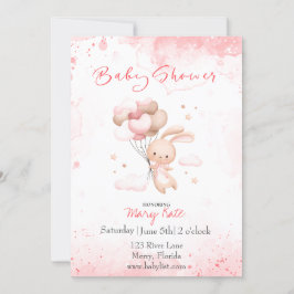 Convites Bebê Bunny com bebê de balões