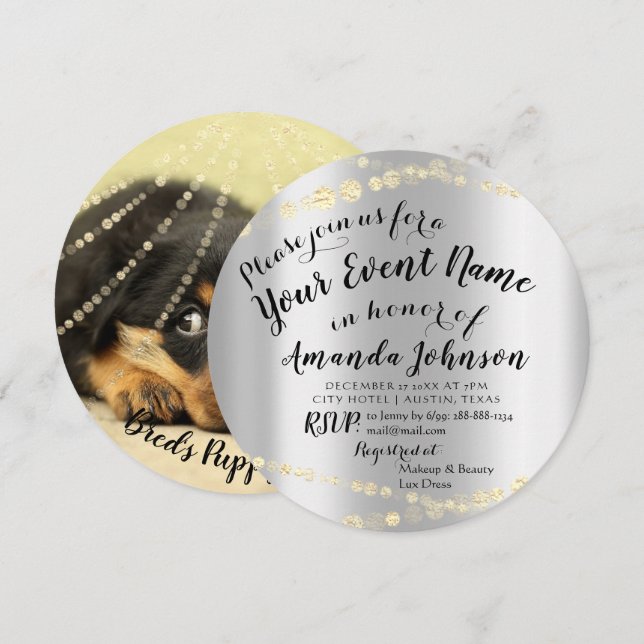 Convites Bebê cachorrinho banho de cachorro Nova Foto Rose  (Frente/Verso)