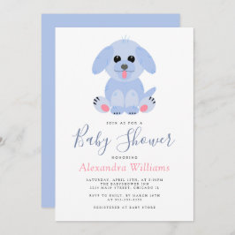 Convites Bebê Chá Blue Personalizado Puppy