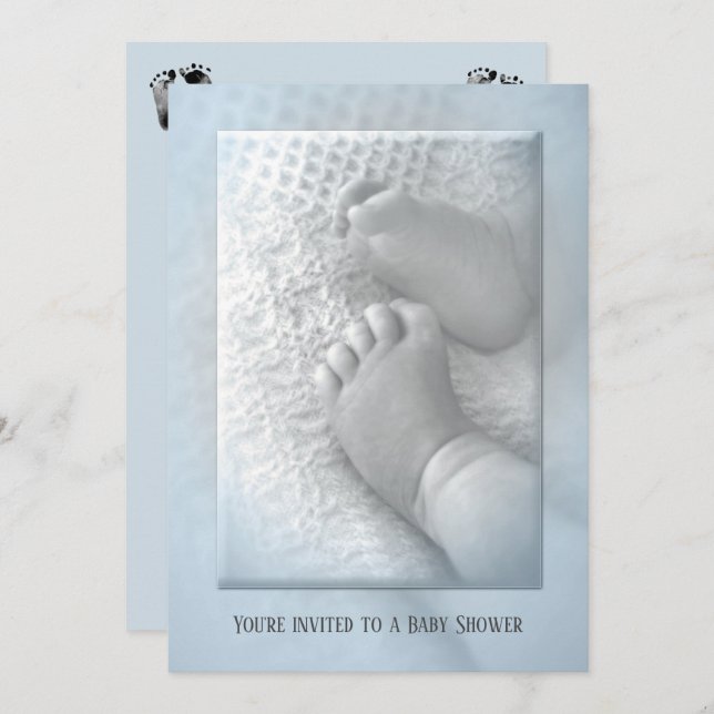 Convites Bebê Chá com Pés Bebês (Frente/Verso)