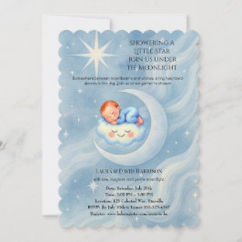 Convites Bebê Chá Convidar Estrelas à Lua Aquarela