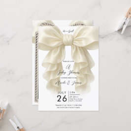 Convites Bebê Chá de Revelação Classe Laço Babado Cascata C