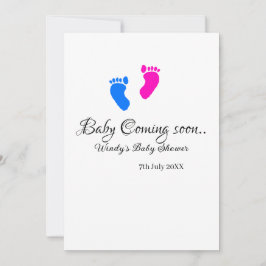 Convites Bebê chegando em breve chá de fraldas de pés cor-d