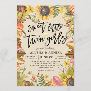 Convites Bebê Choreira Convida Pequenas Garotas Gêmeas Doce