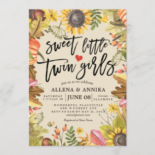 Convites Bebê Choreira Convida Pequenas Garotas Gêmeas Doce