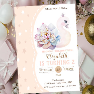 Convites Bebê Cisne Mágico, Aniversário das Estrelas