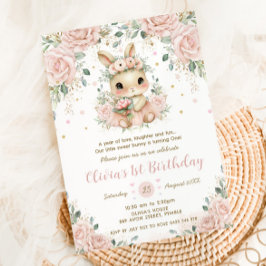 Convites Bebê coelho adorável Blush 1rua
