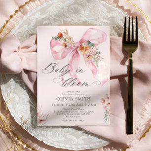 Convites Bebê com Arco cor-de-rosa Chá de fraldas floral
