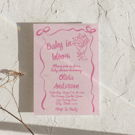 Convites Bebê com Buquê de Flor Desenhado na Mão de Sangue