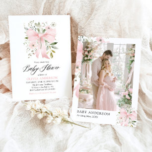 Convites Bebê cor-de-rosa com Chá de fraldas de Bloqueio Fl