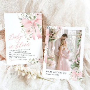 Convites Bebê cor-de-rosa com Chá de fraldas de Bloqueio Fl