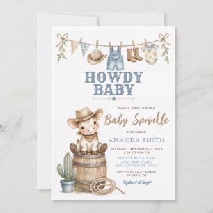 Convites Bebê Cowboy Bebê Howdy Sprinkle Fofo