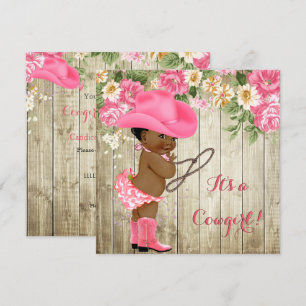 Convites Bebê Cowgirl Étnica Chuveiro de Rosa Botas Floral
