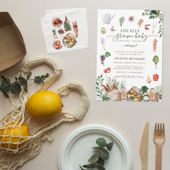 Convites Bebê crescido localmente | Chá de fraldas de merca (Criador carregado)