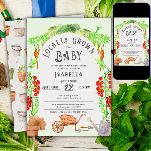 Convites Bebê Cultivado Localmente, Chá de Bebê no Mercado