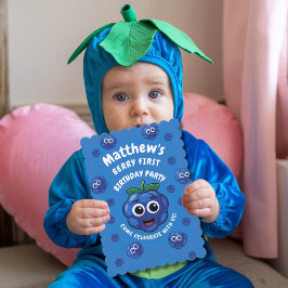 Convites Bebê de 1rua de aniversário de mirtilo