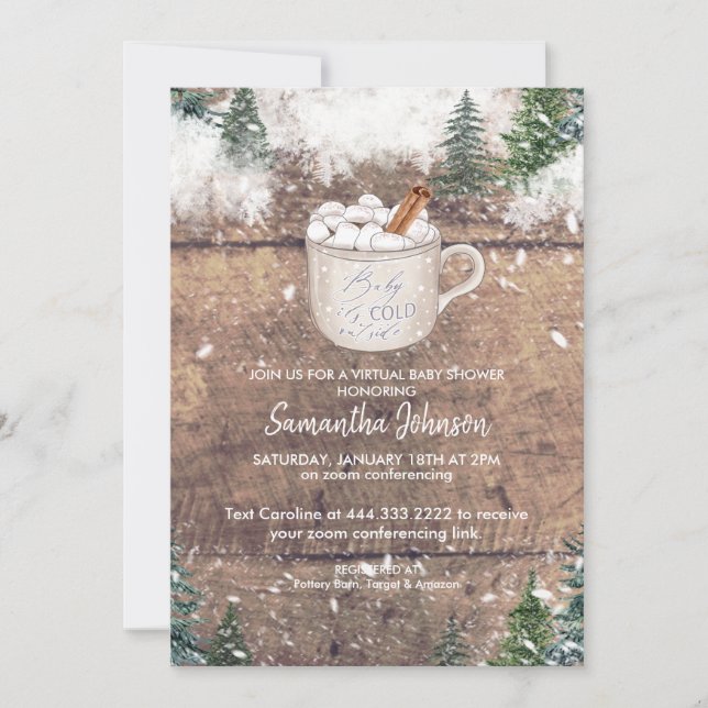 Convites Bebê de chocolate quente Está frio fora do azul II (Frente)
