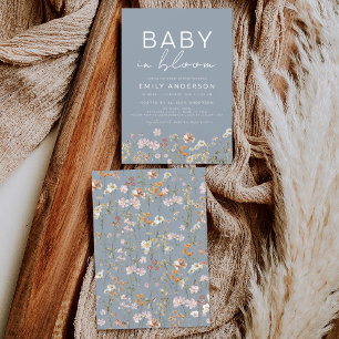 Convites Bebê de flor selvagem azul empoeirado em Chá de fr
