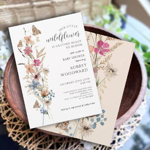 Convites Bebê De Flor Selvagem Em Chá de fraldas De Sangue