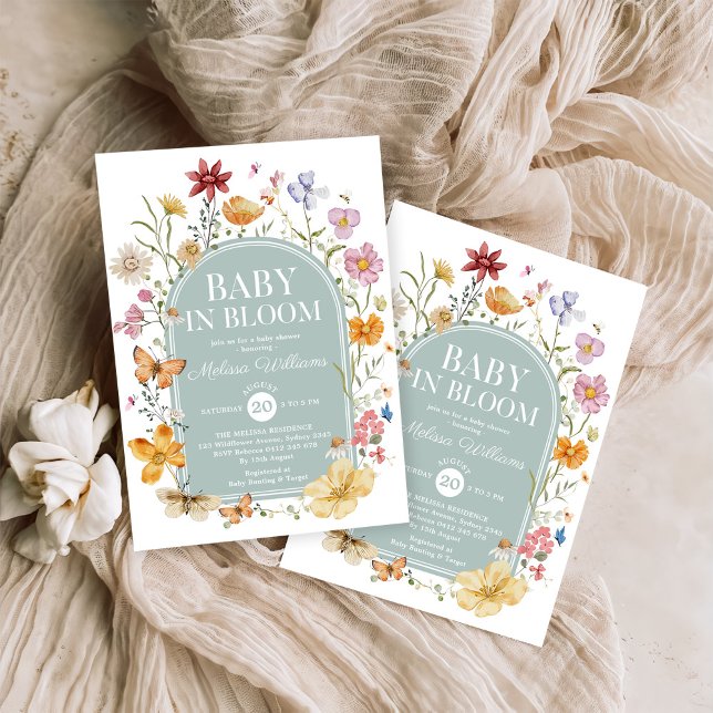 Convites Bebê De Flor Selvagem Em Chá De Garota Bloqueada (Criador carregado)