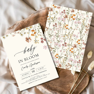 Convites Bebê de Flor Selvagem em Terracotta de Chá de fral