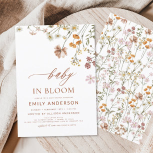Convites Bebê de flor selvagem no Bloom Chá de fraldas Terr