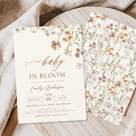 Convites Bebê de flor selvagem no Bloom Chá de fraldas Terr