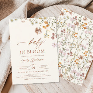 Convites Bebê de flor selvagem no Bloom Chá de fraldas Terr